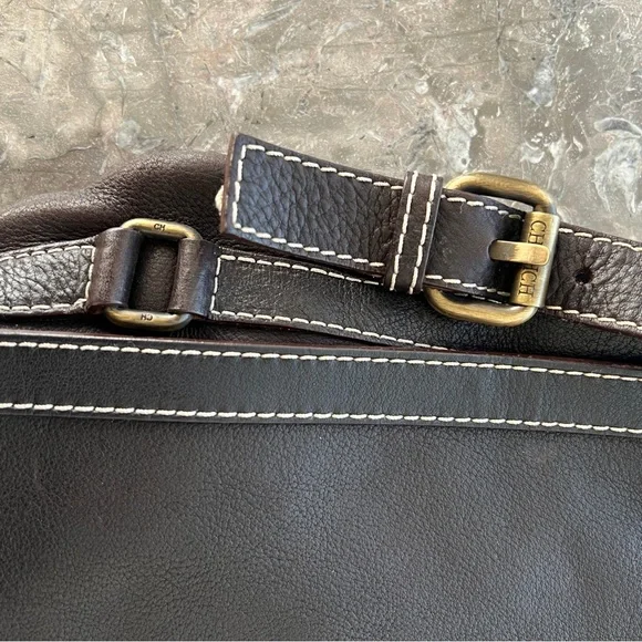 Vintage Carolina Herrera CH Brown Crossbody Messenger Bag